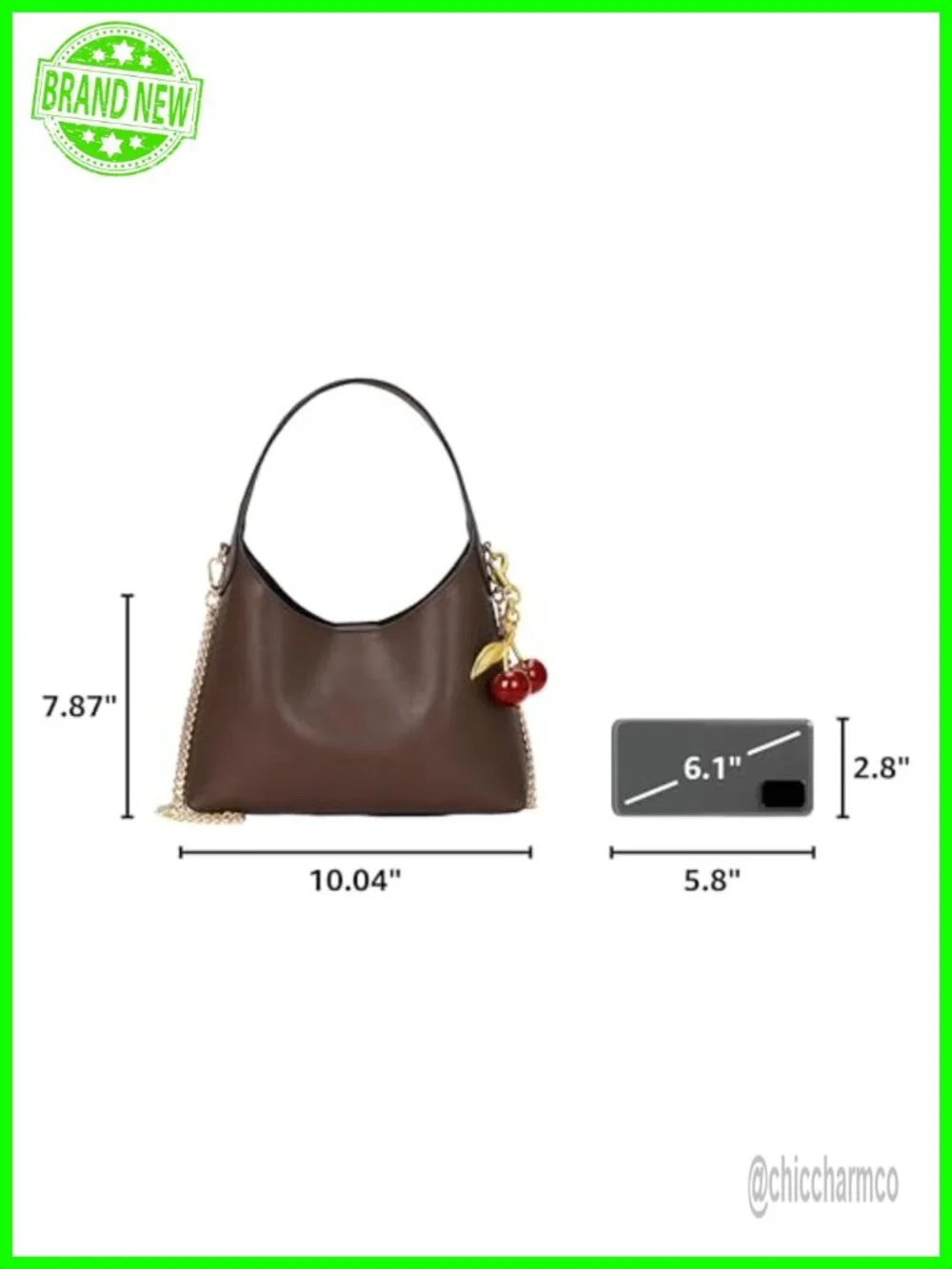 Small Hobo Bag Vegan Leather Shoulder Purse Detachable Chain Strap